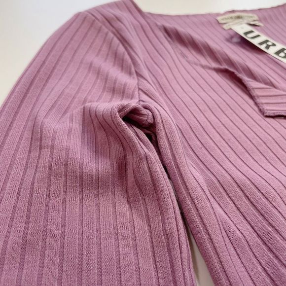 Urban Outfitters Long Sleeve Rib Knit Top Stretch Lavender Mauve S NWT - Picture 4 of 7